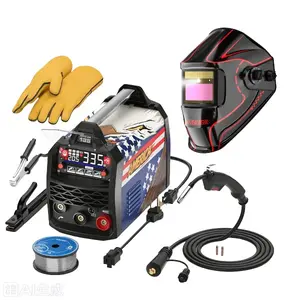 ANDELI 135Amp MIG Welder 110V/220V Dual Voltage, Portable Flux Core MIG/Lift Tig/Stick 3-in-1 Multiprocess MIG Welding Machine with Synergy, LED Display Full Kit (Bonus Welding Helmet & Gloves)