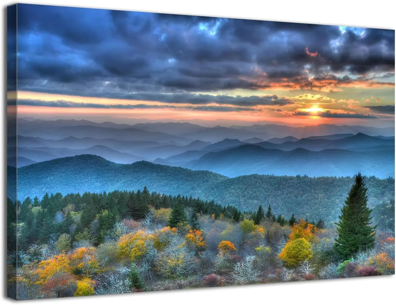 Blue Ridge Mountains Wall Art, Great Smoky Mountains Landscape Poster, Mountain Sunset Wall Decor, Misty Forest Nature Art Print, National Park Wall Art, Mountain Landscape Canvas Print, Scenic Nature Poster, Living Room Bedroom Home Office Decor