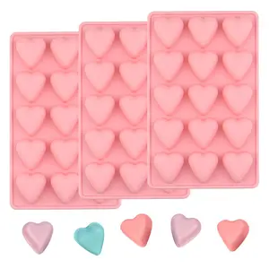 Heart-Shaped Chocolate Mold, Heart-Shaped Ice Cube, Valentine's Day Candy Mold Set of 3, Suitable for Resin, Jelly, Ice Cubes, Cupcakes, Cake Decorations, Kitchen Baking Supplies.Valentine's Day and Graduation Gifts.