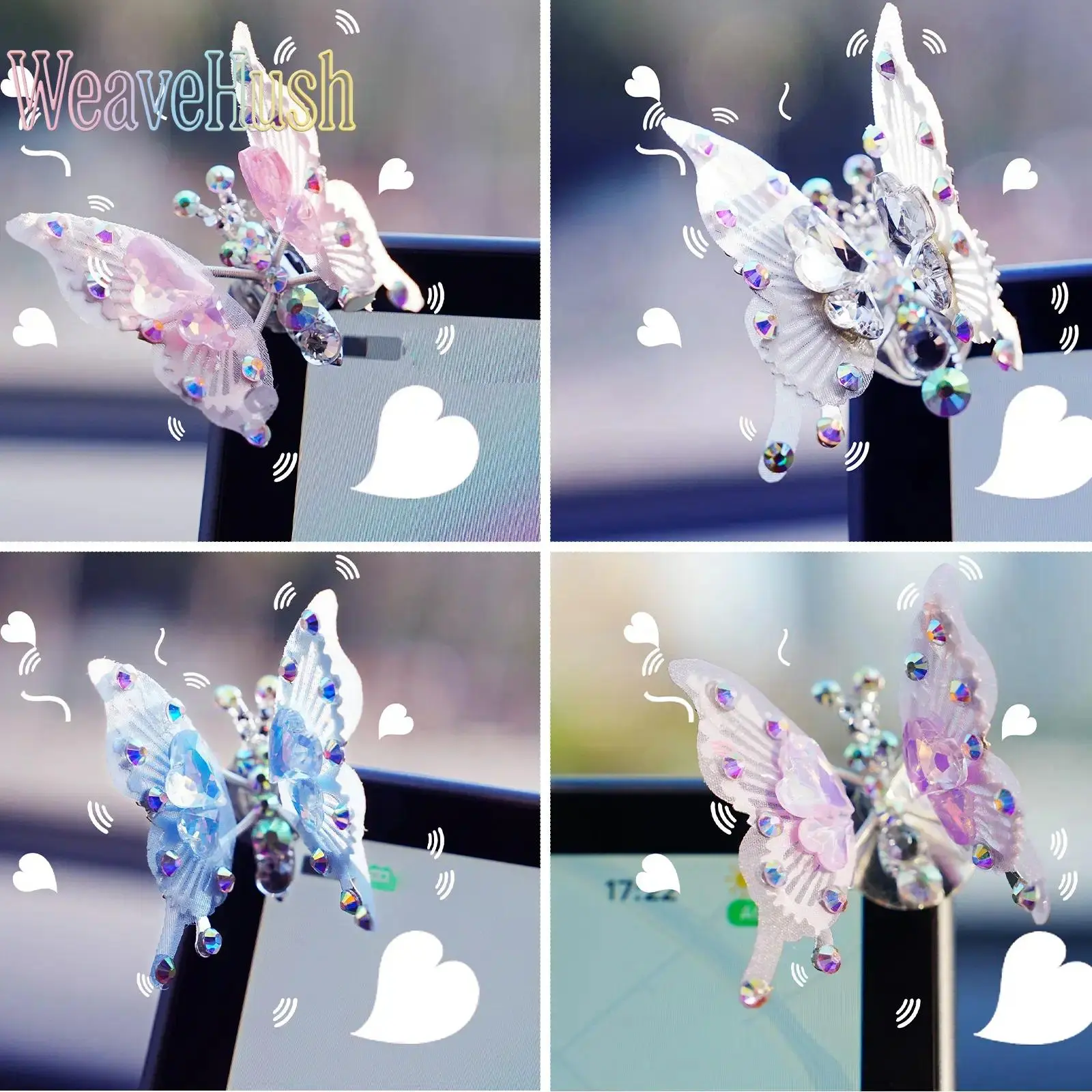 4Pcs Flying Butterfly Decor Stickers, Pink Purple Moving Butterfly Wall Art, Cute 3D Butterfly Ornaments for Car Interior Charm, Home Bedroom Room Wall Decor, Aesthetic Butterfly Jewelry Accessories for Women Girls Bedroom Decoration & Party DIY Decor