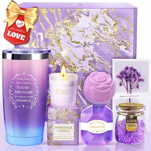 Mother's Day Gift Basket Christmas & Birthday gift, Gift basket for women. Lavender Spa Set for Women. Relaxing Scented Body Care. Perfect for Mom, Wife, Girlfriend.
