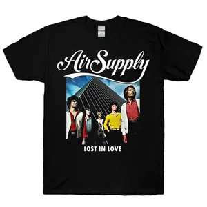 Air Supply Lost In Love T-Shirt Black Cotton Casual