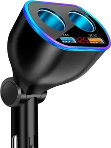 Car Charger Cigarette Lighter Splitter Adapter,120W QC3.0 Dual USB Car Charger with LED Voltmeter 12/24V Sockets Splitter Cigarette Lighter USB Chargers Fast Charging for Phone Tablets GPS Dash Cam