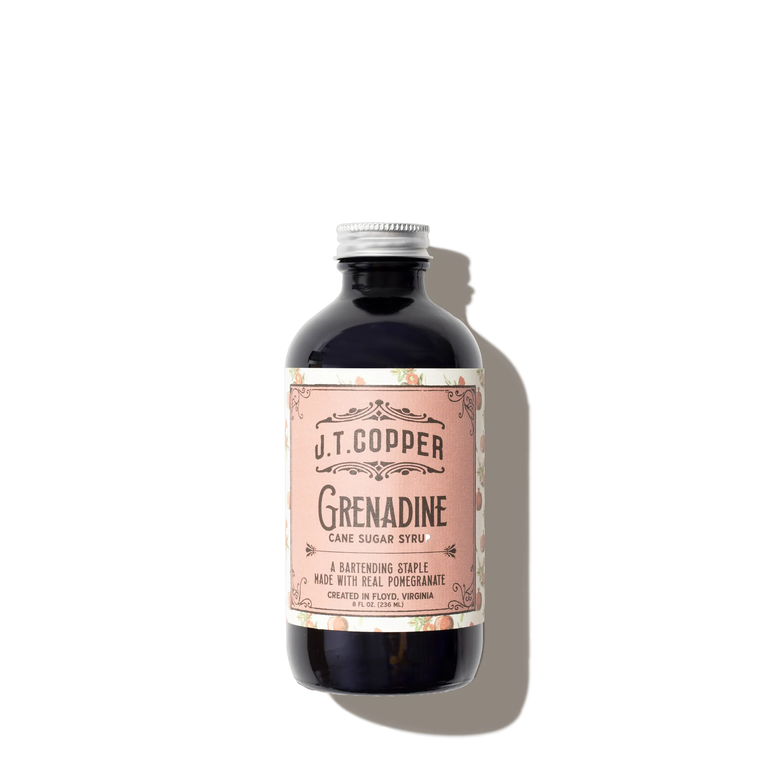 J.T. Copper Grenadine Syrup - Real Pomegranate Juice & Citrus - Vegan Gluten-Free - Sweet Red Mixer for Beverages