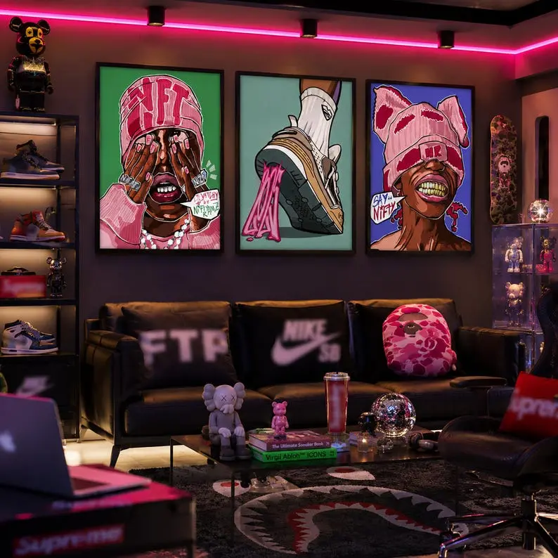 Hypebeast Wall Art Set, Streetwear Posters, Urban Room Decor, Sneakerhead Prints