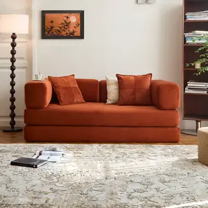 CHORRO 78.8" Boneless Couch, 4 in 1 Folding Couch Bed, Convertible and Oversized Corduroy Upholstered Sofa Bed with Armrests and Backrest, Lazy Floor Lounger Sectional Couches for Living Room Bedroom