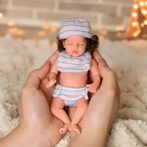 #Summervibes#DealsForYouDays BABESIDE Mini Silicone Baby Dolls, 6 Inch Realistic Newborn Baby Dolls Full Silicone Sleeping Little Baby Dolls Mini Real Life Baby Girl Miniature Baby with Playset Accessories for kids age 3+