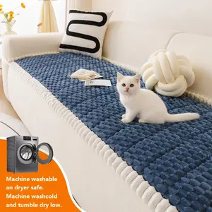 1pc Plush Anti-Slip Sofa Cover, Sofa Slipcover, Washable Couch Cover, Washable Sofa Protector, Pet Friendly Scratch Resistant, Thick Seat Cushion for Two Seater Three Seater Four Seater