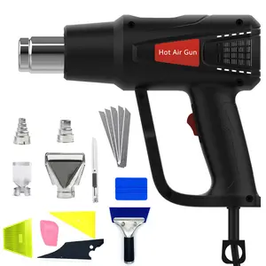 Heat Gun with 4 Nozzles, Dual Temp Heat Gun 420°F-1152°F (400℃-600℃), Fast Heat Hot Air Gun with Overload Protection, Car Accessories Tools for DIY Craft Embossing Shrink Wrapping,Crafts, Shrinking PVC, Stripping Paint -Balck