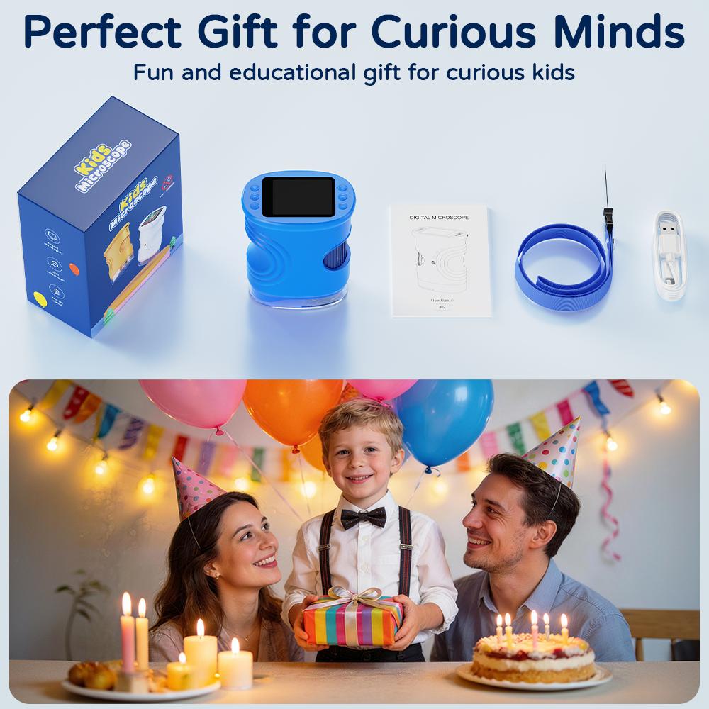 【2026 Upgrade】SEEKID 1000X Handheld Microscope for Kids with 4K 2.0" Screen, Photo & Video Camera, Rechargeable and Portable, a Fun STEM Gift & Birthday Present for Ages 3+