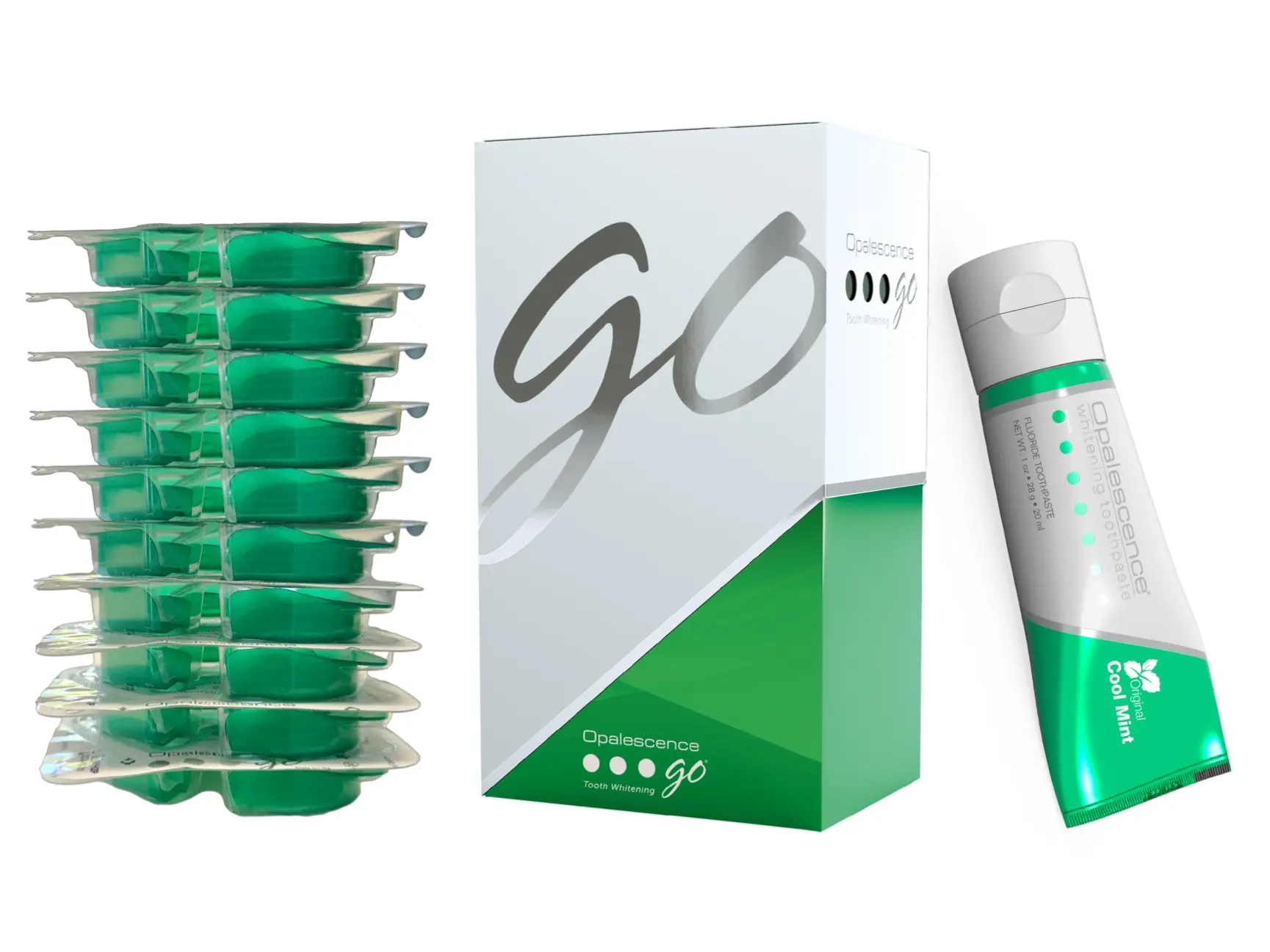 Opalescence GO 15% (10 Treatments) Original Prefilled Teeth Whitening Trays & Travel Whitening Toothpaste 1.0 Oz. Hydrogen Peroxide - Oral Care Mint