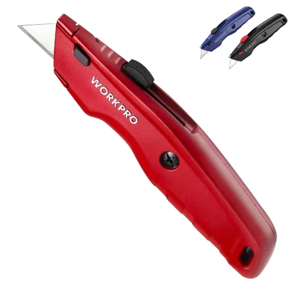 #summersale WORKPRO Premium Utility Knife, Retractable All Metal Heavy Duty Box Cutter, Quick Change Blade Razor Knife, with 10 Extra Blades