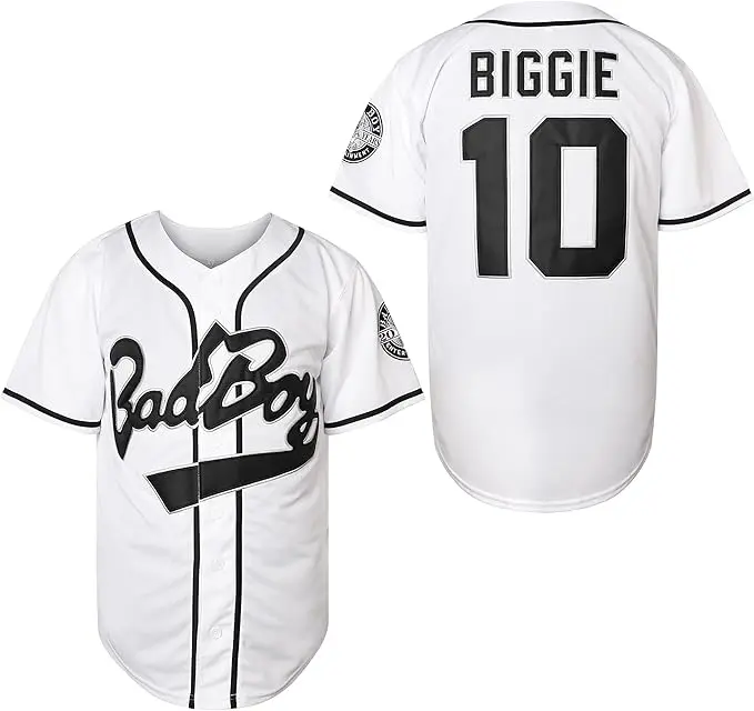 Men's Bad Boy Jersey 90S Hip Hop Movie Baseball #10 para Hombres Vintage Style Retro Movie Inspired Gift for Men Streetwear Fans Jerseys Baggy Oversized Throwback Rappers Tupac Biggie Hip Hop Fashion tuff