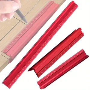 Precision Metric & Imperial Marking V-Ruler, Measuring Ruler, Carpentry Paint Line Ruler, Woodworking Parallel/Vertical Line Scribe Marking Gauge