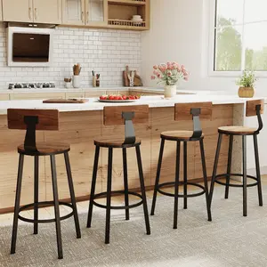 New Counter Height Bar Stools, Set of 2, 30" Tall Wooden Barstools for Kitchen Island, Pub Table, Easy Assembly，Steel Frame with Wood Seat and Back, Walnut