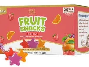 ChocZero Fruit Snacks – No Added Sugar, Keto Friendly, High Fiber, Low Calorie Gummy Candy, Gluten Free, Made with Real Fruit, 8 Snack Packs