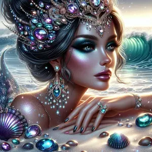 5D DIY Full Drill Round Diamond Painting - Diamond Art Kit Shell, Jewelry, Waves Mosaic, Canvas - DIY Wall Decor, Home Wall Decoration, Suitable for Halloween and Christmas, Birthday and Anniversary Gifts Diamond Painting Kits