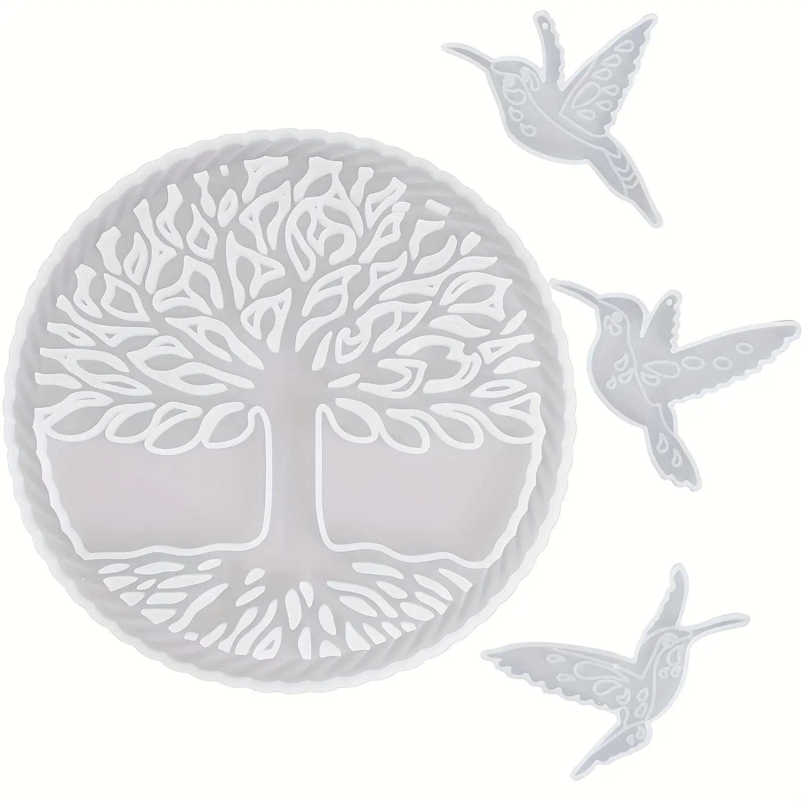 4Pcs Nature-Inspired Tree Branch Tree of Life Silicone Resin Casting Molds, Reusable Resin Crafting Tools with Soap Making Pot, Ideal for Wall Art, DIY Home Projects, Wind Chimes, Art Lovers’ Gift, Soap Making Kit, Coasters With Roots