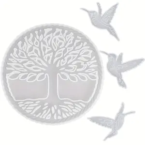 4Pcs Intricate Branch Detail Tree of Life Silicone Resin Epoxy Casting Molds, Reusable DIY Craft Tools for Wall Decor, Coasters, Ideal Gift for Art Lovers Soap Making Kit Soap Making Pot,summervibes