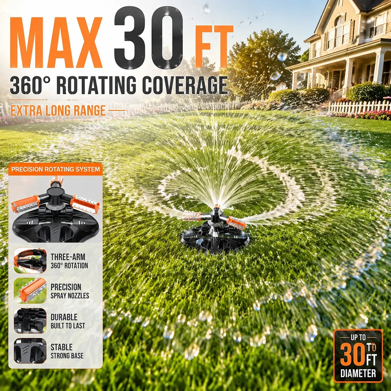 360-Degree Rotating Tripod Garden Sprayer - Outdoor Irrigation Sprayer with 3 Outlets, Durable Build, Stable Base, Heavy-Duty Automatic Garden Watering Tool for Grass, Plants, Greenhouse