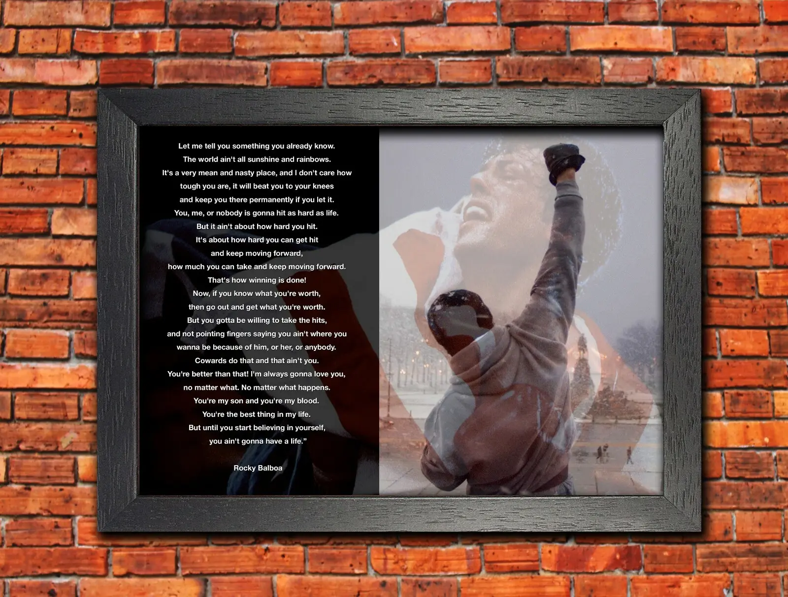 Rocky Balboa Motivation Quote Poster, Sylvester Stallone Boxing Wall Art Print, Iconic Movie Inspiration, Home Gym Office Fitness Motivation Decor