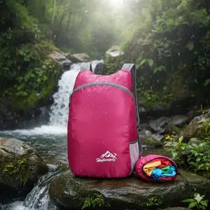 Ultralight Foldable Waterproof Backpack: Adjustable Breathable Straps, Tear-Resistant Splashproof Fabric, Ventilated Back Panel, Multi-Compartment Storage & External Lashing, Compact for Hiking Camping Travel Outdoor Adventures, Polyester Cover