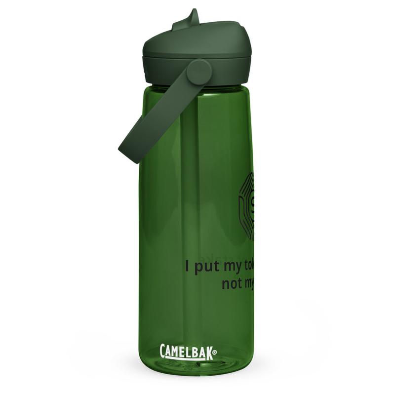 Flip straw I put my tokens at stake water bottle (BLACK DESIGN)