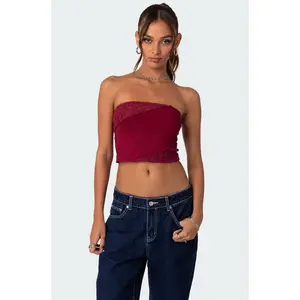 Lace Patchwork Tube Top