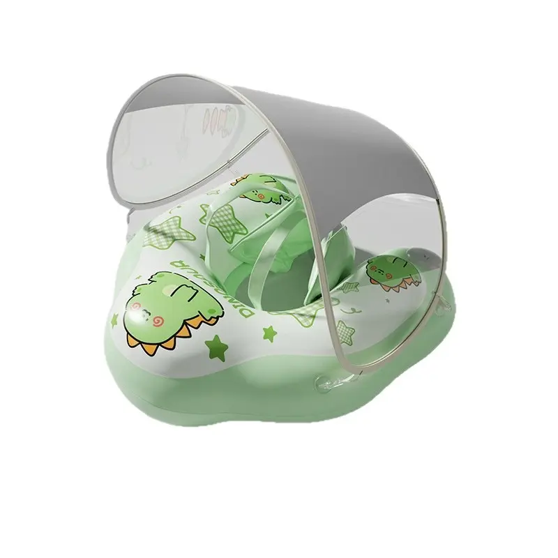 Prone circle summer detachable sunshade double airbag children's PVC inflatable swimming ring outdoor  child floatation vest