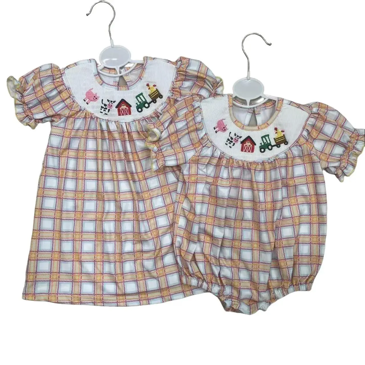 Girl Smock Dress Farm Clothing Summer Dresses, Tts, Casual, 3-6M, Bow, Cute Toddler Dress