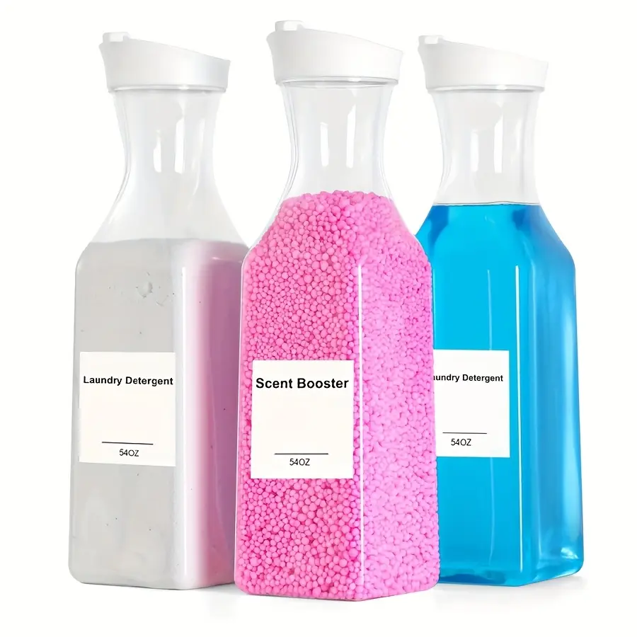 2/3 Pack 54 OZ Liquid Laundry Detergent Dispenser, Durable Plastic Material Laundry Detergent Container for Organizing, Fabric Softener and Laundry Soap Dispenser, Laundry Powder Organizer for Laundry Room, Storage Bottles, Bottles with Lids