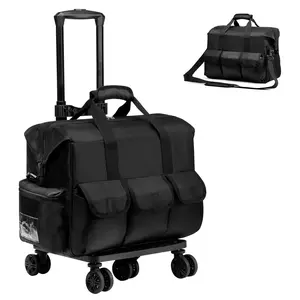 Large Capacity Durable Heavy Polyester Nurse Rolling Bag, Modern Carry On Roller Luggage with Wheels, Smart Pockets, Zip Closure for Nursing School & Clinical Use