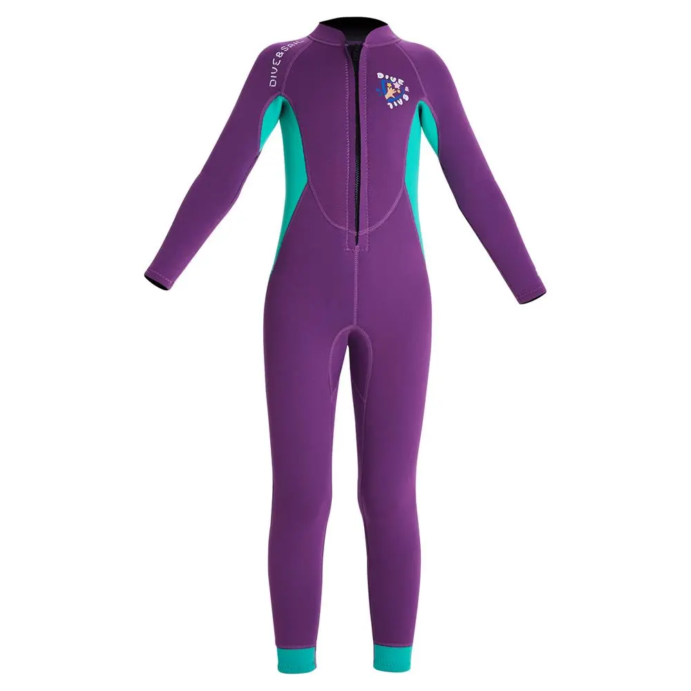 Girls' 2.5mm Neoprene Nylon Long-Sleeve 1-Piece Wetsuit - Durable, UV Protection Swimwear Outfits for Water Sports, Paddle Boarding; Multi-Size 1-Piece Swimsuits