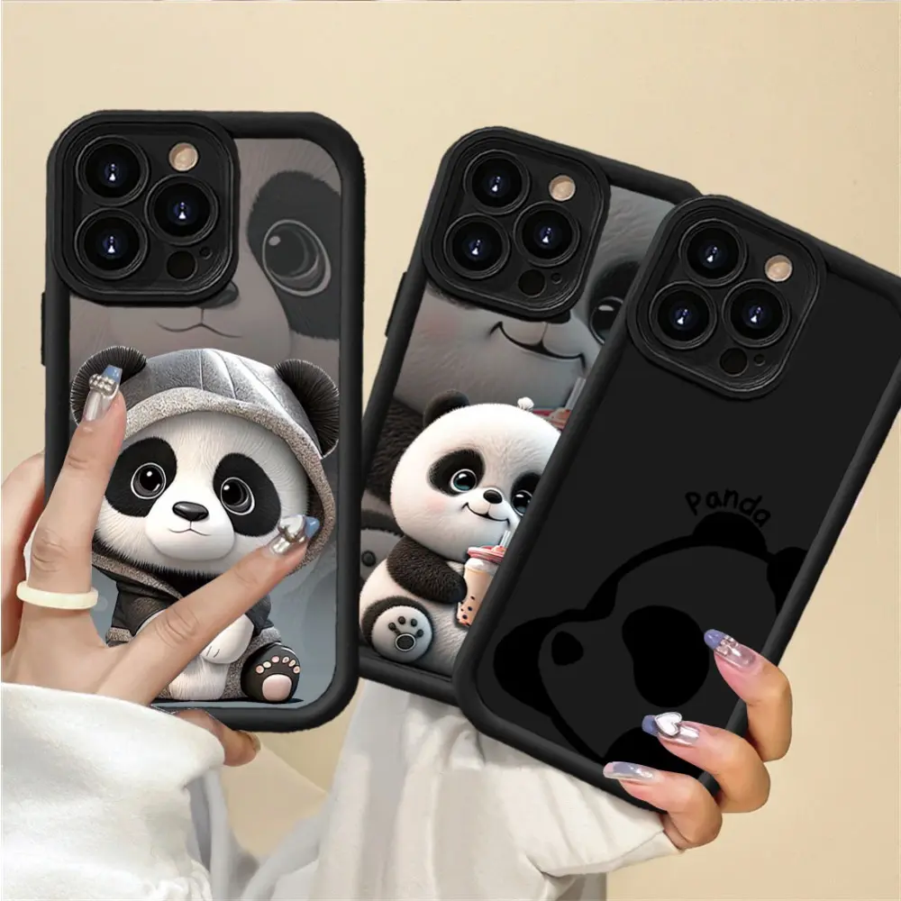 Cute Panda Print Shockproof Phone Case / Fits iPhone 17 ProMax/16 ProMax/15 ProMax & Galaxy S26 Ultra/S25 Ultra/S24 Ultra