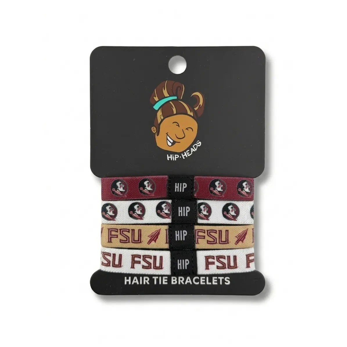 HIP HEADS NCAA Florida State Seminoles 4-Pack Bracelet Hair Ties, Sports Wristband Accessories for Fans