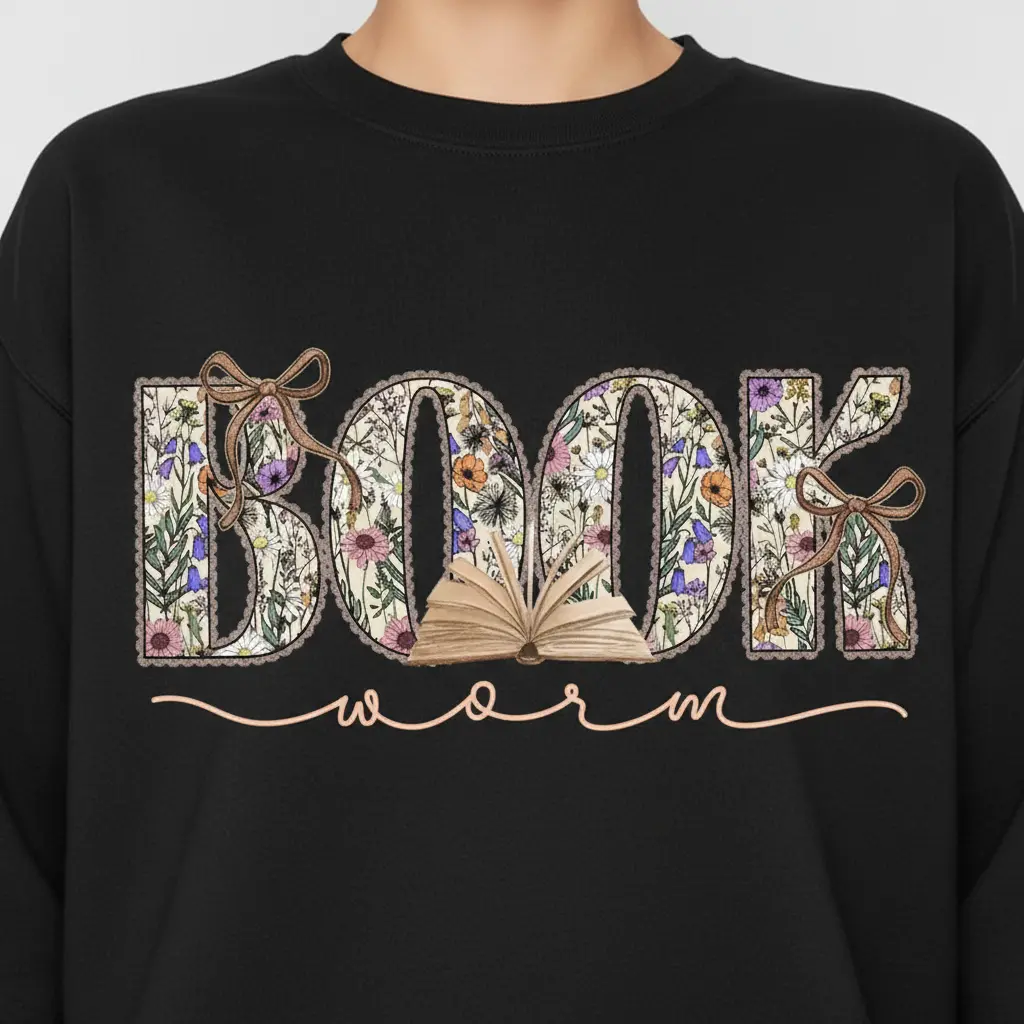 Boho Wildflower Bookworm Shirt, Bookish Gift, Cottagecore Book Lover Sweatshirt, Flower Book Tee, Cozy Reader, Reading Teacher, Book Club Gift