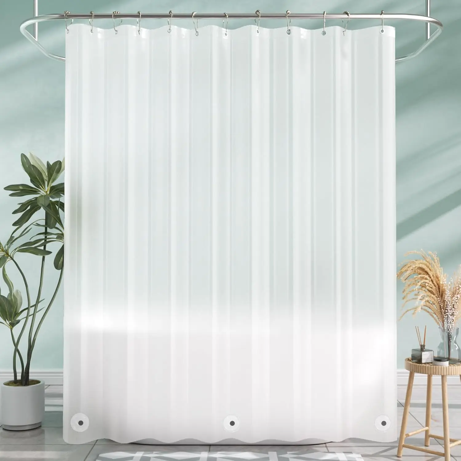 Shower Curtain Liner, 72x72 Plastic Frosted Shower Liner, Cute PEVA Shower Curtain Liners, Waterproof Vinyl Shower Curtain Liner with 3 Magnets, Lightweight Shower Curtains for Bathroom