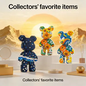 Multicolor Surprise Gift Bear 3D Puzzle Building Blocks Decoration, Home Office Bookshelf Decor, Party Living Room TV Stand Display