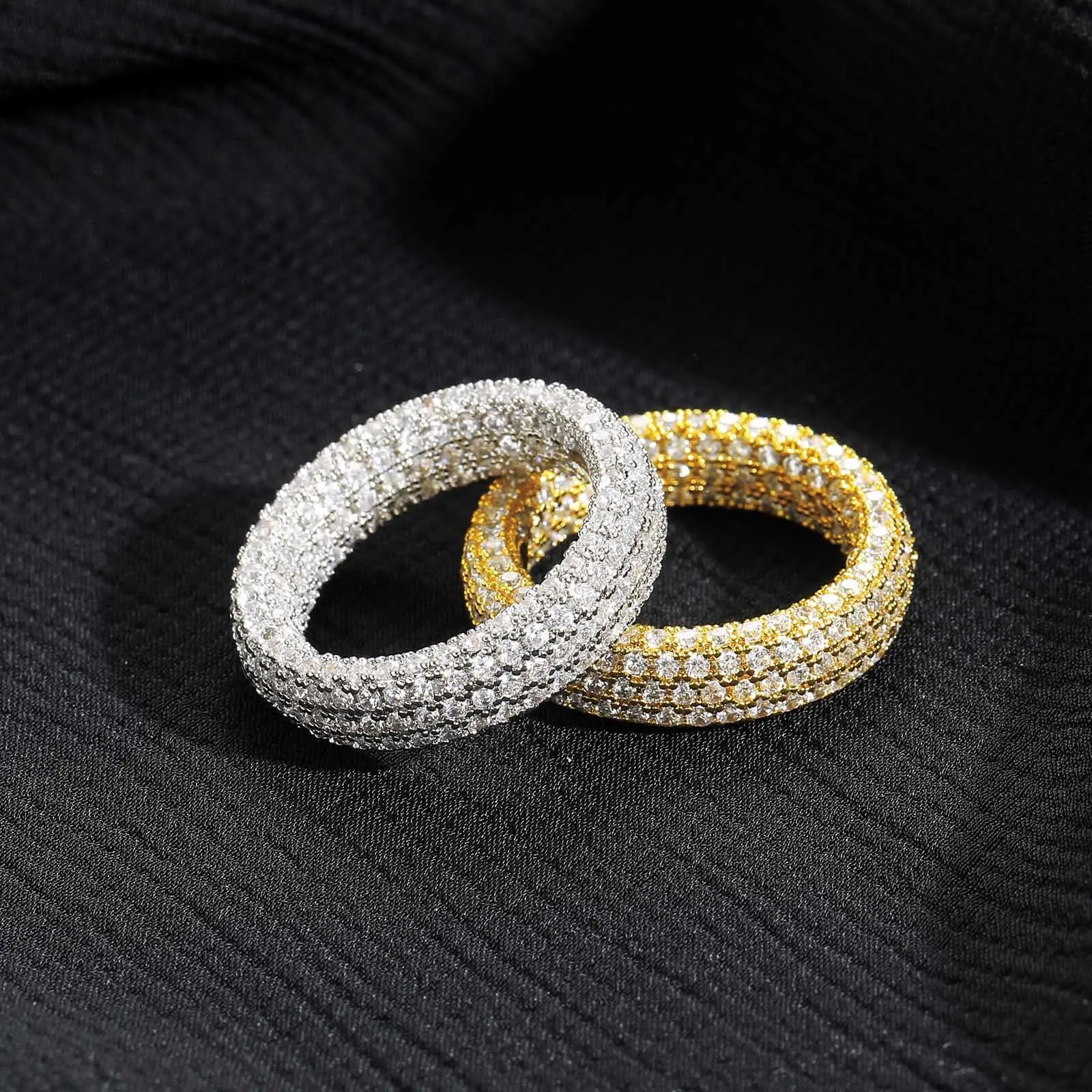 925 silver micro-inlaid moissanite ring hip-hop personality simple trend men and women ring
