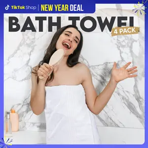 Utopia Towels 4 Pack Bath Towels, 27x54 Inches, 100% Ring Spun Cotton, Quick Dry & Soft, Highly Absorbent, Durable, Perfect for Daily Use Set Light sheet Premium Washcloth