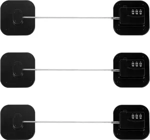 3 Pack Refrigerator Lock,Fridge Locks for Kids,Freezer Lock with Combination for Refrigerators,Drawers,Cabinets,Closets,Lockers and More,Safety Portable No Keys Needed & Easy to Install Black
