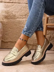 Women's Retro PU Leather Loafers Spring & Fall Casual Shoes, Comfortable Slip-On Design, Durable Stylish Footwear for Daily Wear