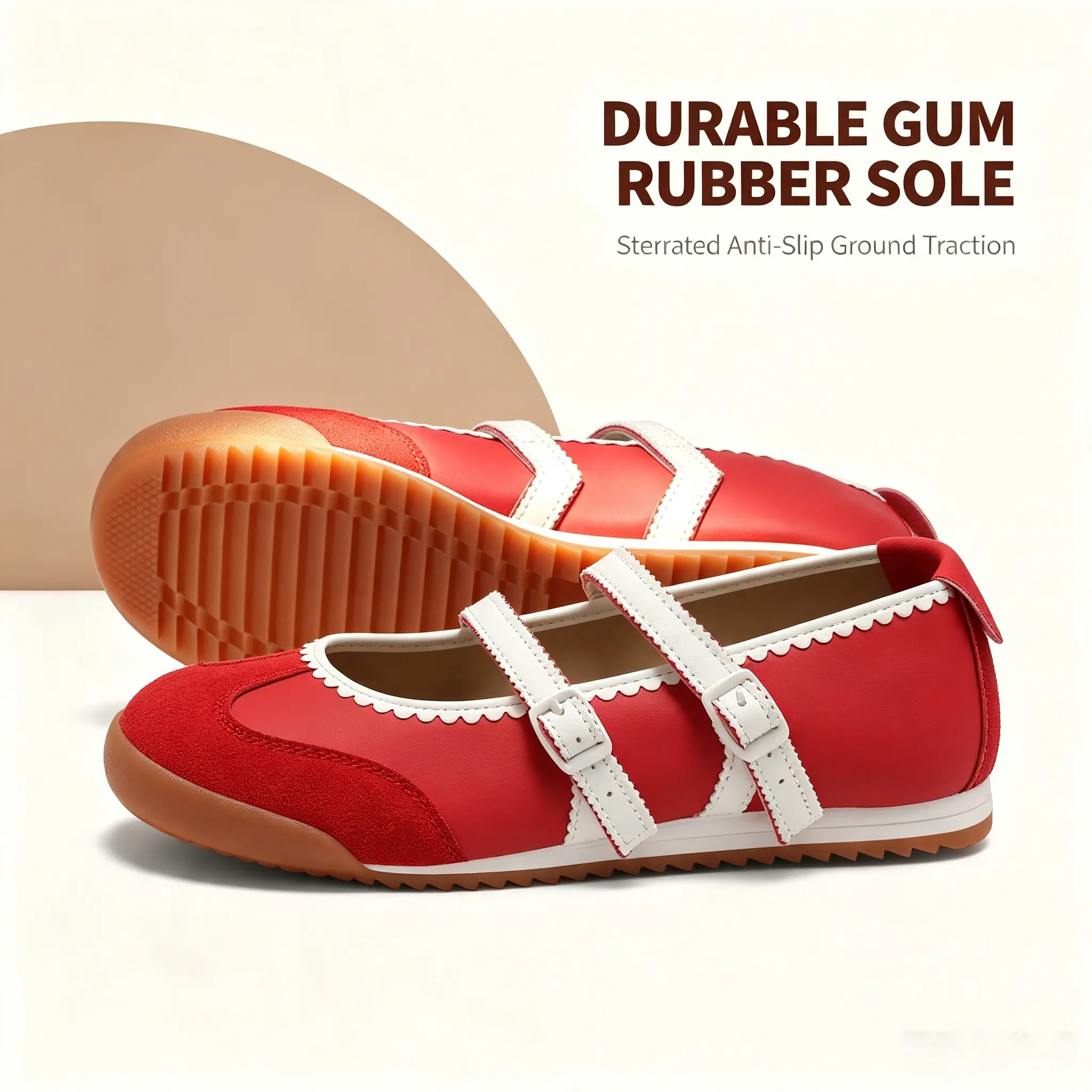Women's Chic Retro Mary Jane Sneakers, Comfortable 2-Straps Ballet Flats for All Seasons, Perfect for Daily Shopping & Walk, Two-Straps
