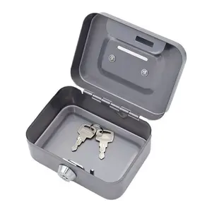 Lockable Metal Storage Box, Secure Key Lock Design, Office Cash Coin Deposit Receipts Organizer, Durable Safe Container