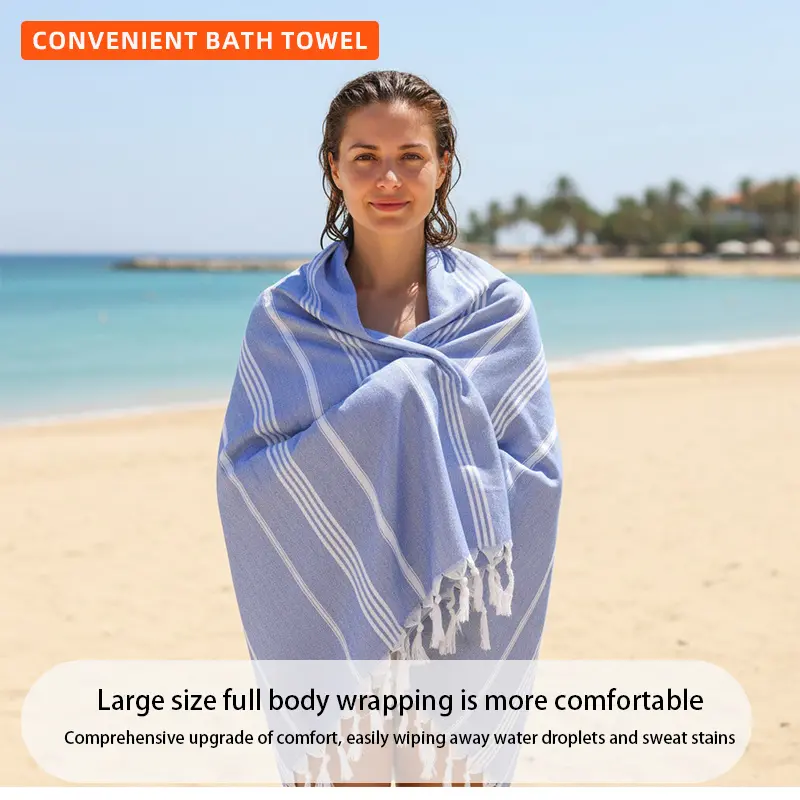 Turkish Beach Towel Oversized 100*180cm/39.4*70.8inch, Sand-Free Quick-Dry Lightweight Soft Towel, Absorbent Towel, Extra Large Bath Pool Swim Towel for Travel Cruise Fitness Seaside Vacation, Must Haves, Striped Towels