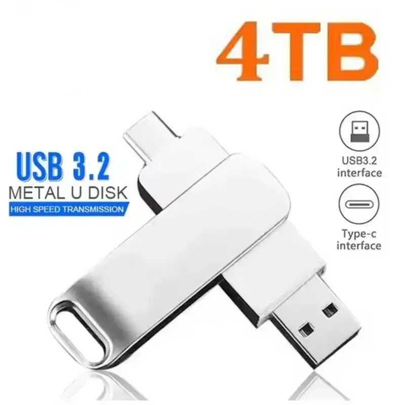 4TB Flash Drives USB 3.2  High Speed Metal Pendrive WaterProof Type-C Memoria USB Stick USB Drives