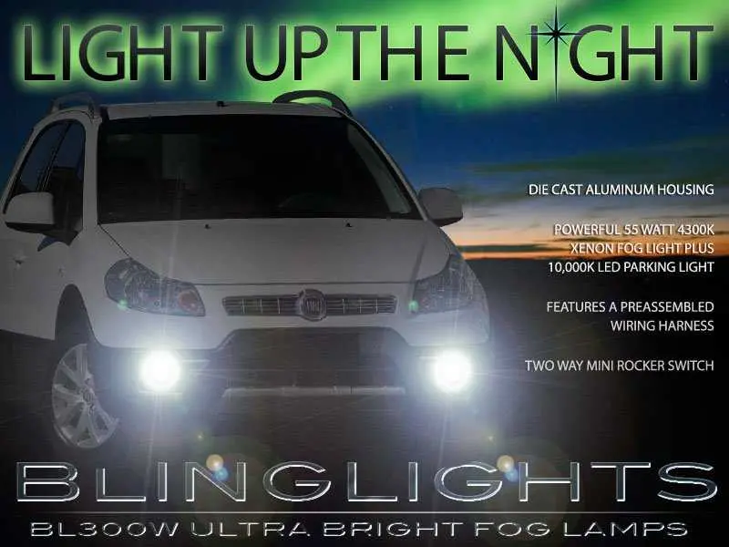 For 2010 2011 2012 2013 Fiat Sedici Xenon Halogen Foglamps Fog Lamps Driving Lights Foglights Kit