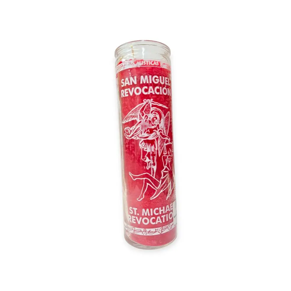St. Michael Revocation Candle - Red Design, Non-Toxic Wax, Spiritual Aesthetic Decor, Room Decor, Aromatherapy for Protection Rituals, Negative Energy Removal (San Miguel Revocacion)