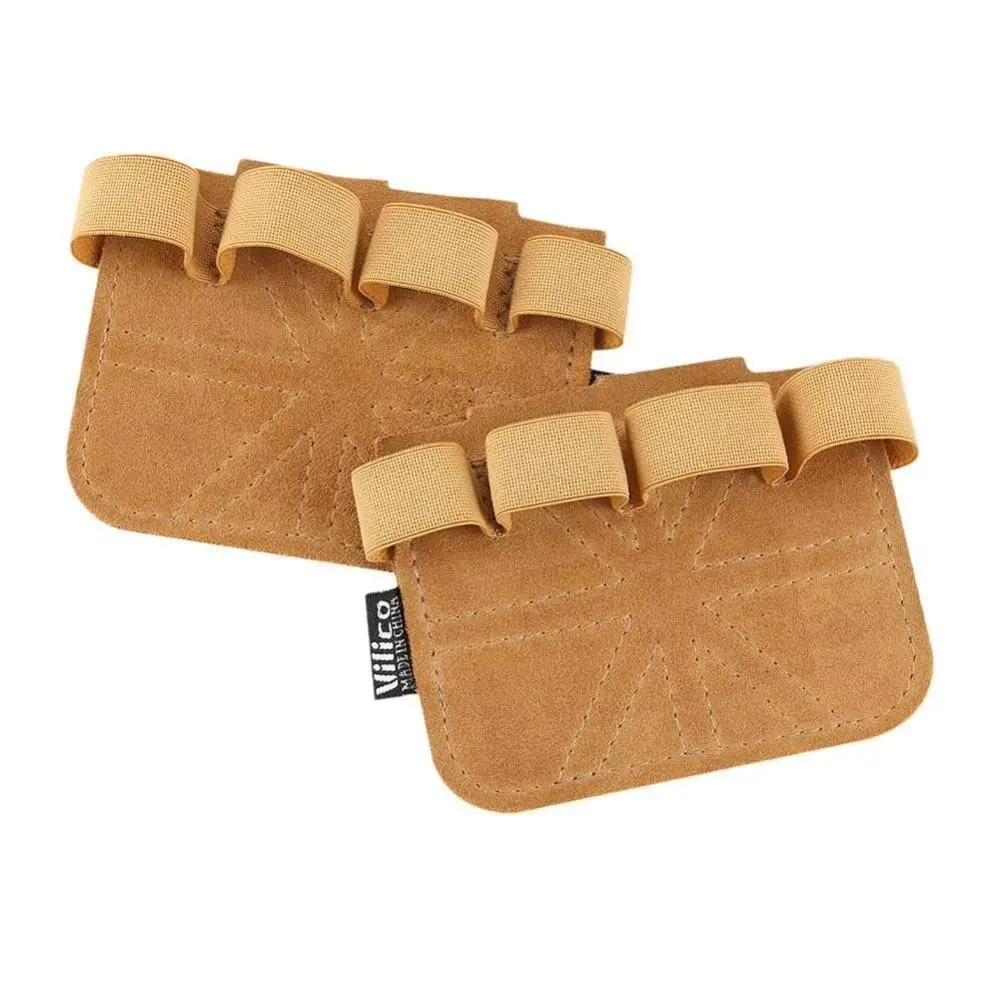 Four-Finger Cowhide Fitness Gloves Anti-Slip Wear Resistant Palm Support for Weightlifting Training