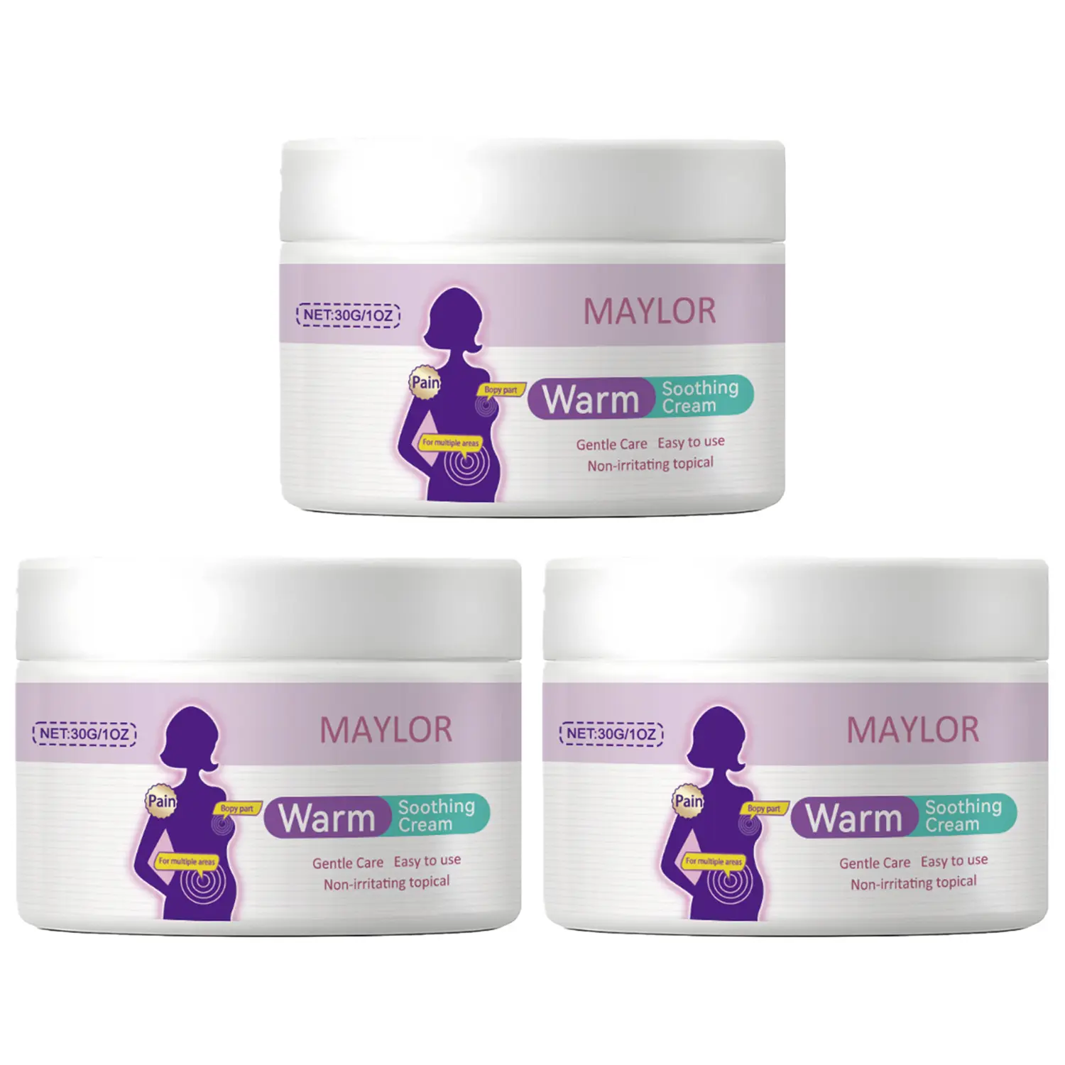 MAYLOR 3 Body Care Cream Uterine Warming Gel withGinseng & Rose Extracts for Women's Monthly Care - Moisturizing, hydrating, 30g